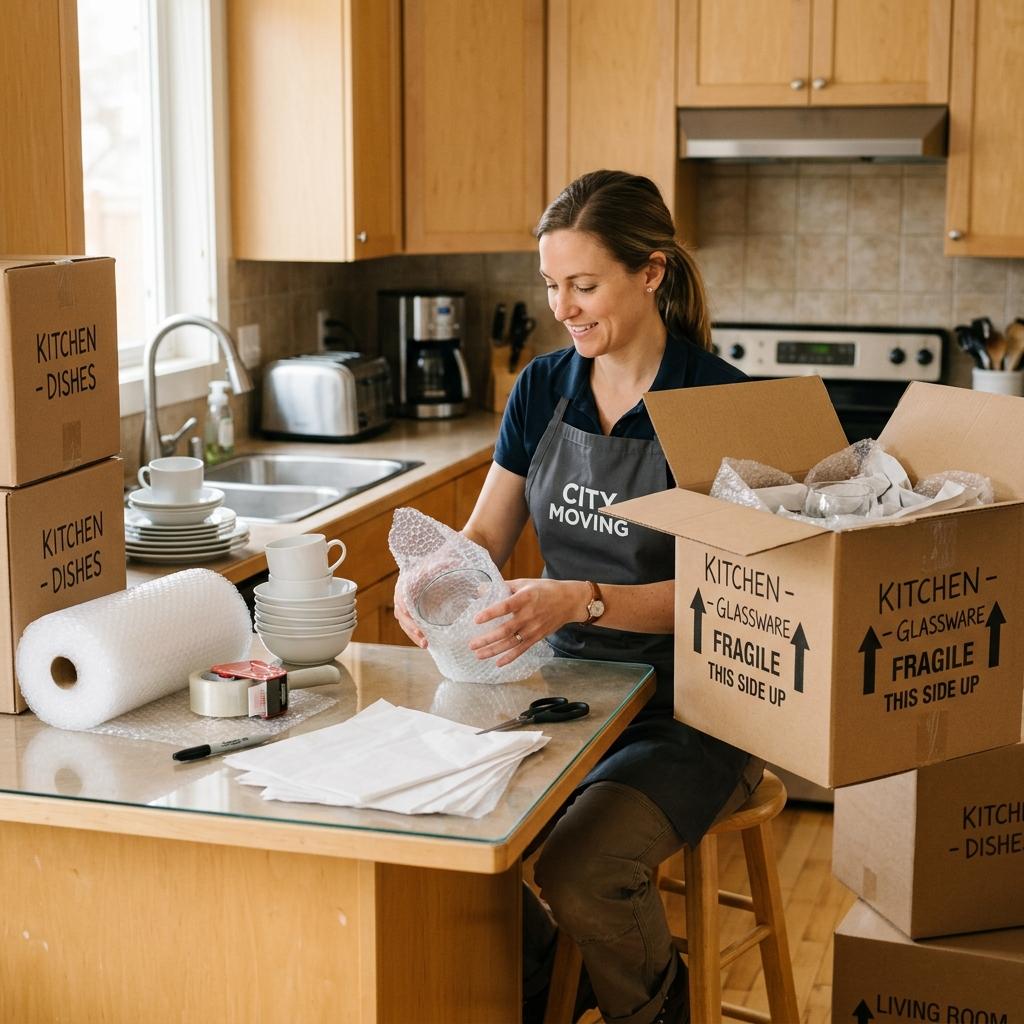 Fachgerechtes Verpacken von Geschirr und Gläsern